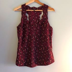 JACOB Size Small Wine Scalloped Neckline Racer Back Cami Blouse